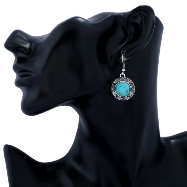 Fashion Retro European And American Round Turquoise Earrings Earrings 4