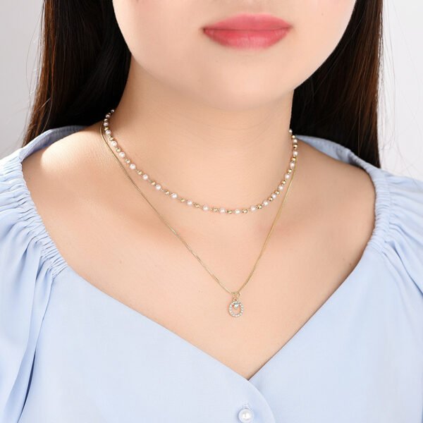 Ins Cold Wind Double Pearl Ring Pendant Necklace Necklaces 8