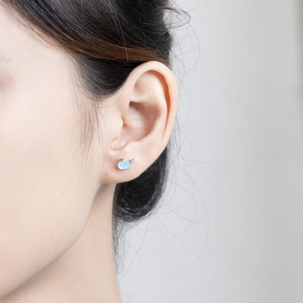 S925 sterling silver spray whale earrings Earrings 5