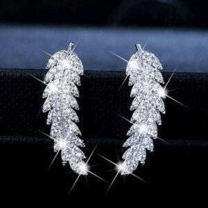 Zircon gold and silver leaf earrings Korean fashion ladies Earrings