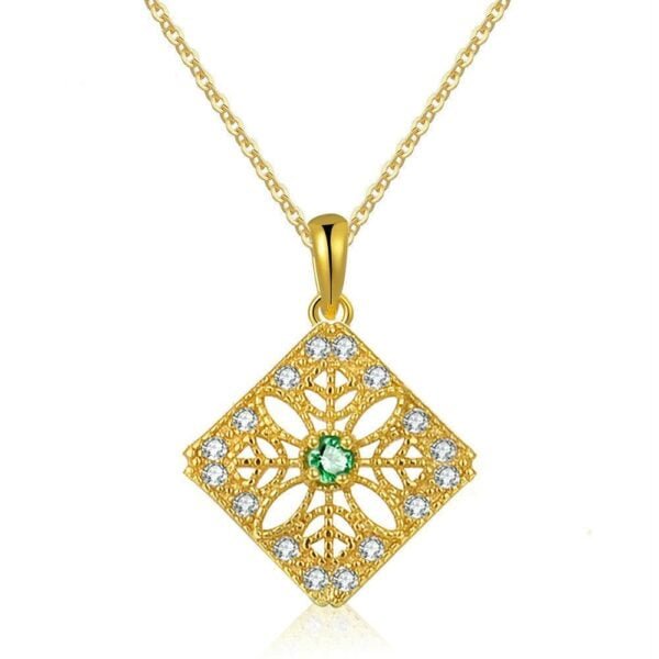 Natural Emerald 14K Gold Women’s Pendant Accessories 3