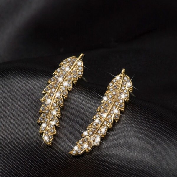 Zircon gold and silver leaf earrings Korean fashion ladies Earrings 7
