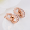 New Earrings Rose Gold Titanium Steel Earrings Women Double Ring Popular Earrings Earrings 9