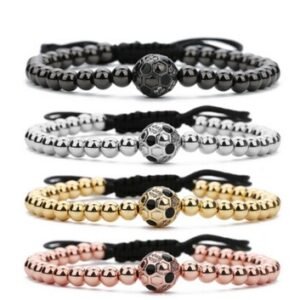 Football USA World Cup Pendant Diamante Gold Plated Beads Bracelet Bracelets