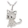 Rhinestone Cute Cat Necklace Trendy Gold Color Link Chain For Women Collares Lucky Pet Pendant Bijoux Wholesale P2453 Necklaces 17