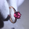 Rose gold single diamond inlaid round pomegranate ruby six-claw elegant fashion creative white copper simulation female ring Rings 8