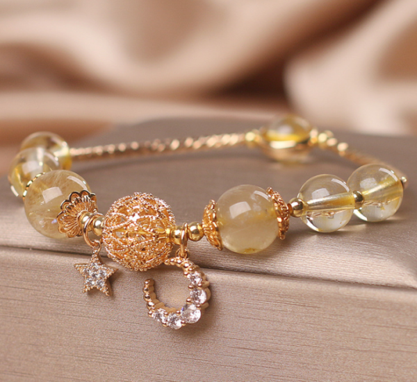 Natural Citrine Gold Gem Quartz Bracelet Women’s Light Luxury Star Moon Crystal Accessories Bracelets 9
