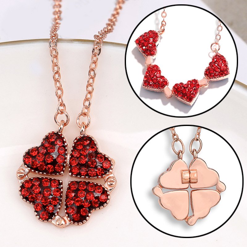 Love Lat Foldable Pendant Rose Gold Full Diamond Red Necklace Necklaces 6 Love Lat Foldable Pendant Rose Gold Full Diamond Red Necklace Necklaces 6