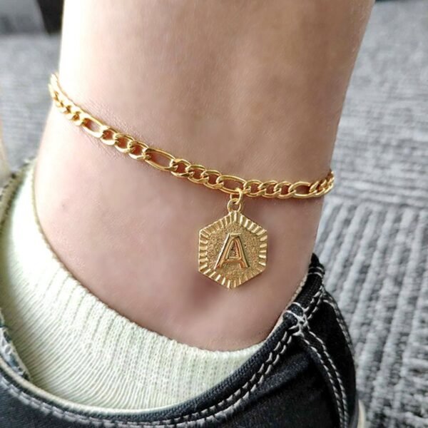 26  Alphabet Letter Anklet Gold Color Foot Chain Bracelet Bracelets 3