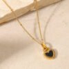 New Titanium Steel 18K Gold Double-sided Love Heart-shaped Small Lock Pendant Necklace Necklaces 13