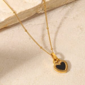 New Titanium Steel 18K Gold Double-sided Love Heart-shaped Small Lock Pendant Necklace Necklaces