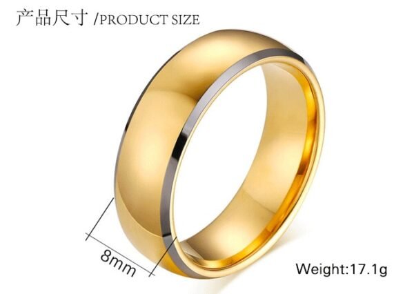 Men’s Gold Tungsten Steel Ring Rings 3