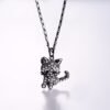 Rhinestone Cute Cat Necklace Trendy Gold Color Link Chain For Women Collares Lucky Pet Pendant Bijoux Wholesale P2453 Necklaces 14