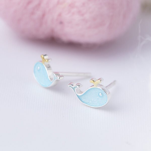 S925 sterling silver spray whale earrings Earrings 6