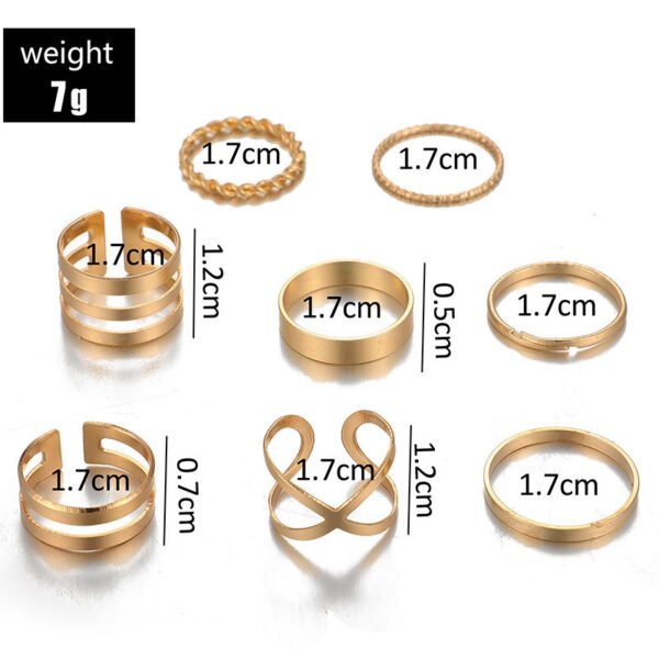 8-Piece Retro Metal Smooth Twist Cross Ring Set Rings 9