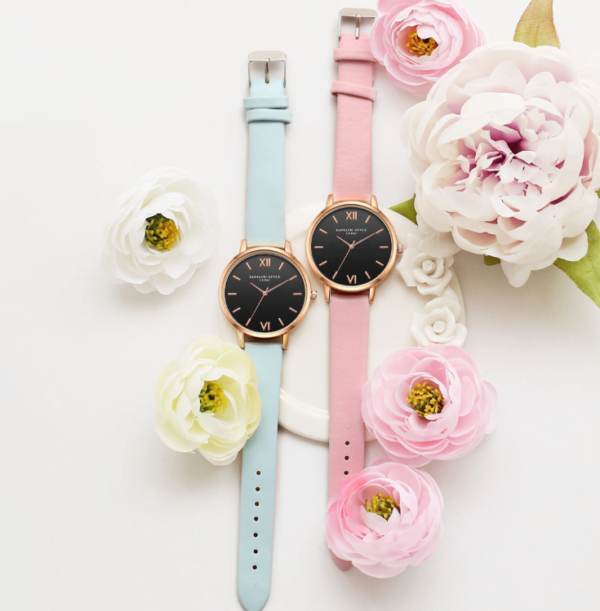 PU leather strap rose gold fashion casual fashion watch ladies black dial watch female models watches 12
