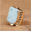Natural Gold Turquoise Stone Bead Ring Rings 10