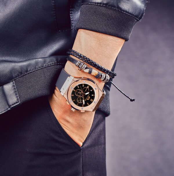 Multifunctional luminous rose gold tape men’s watch watches 4