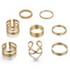 8-Piece Retro Metal Smooth Twist Cross Ring Set Rings 16 8-Piece Retro Metal Smooth Twist Cross Ring Set Rings 16