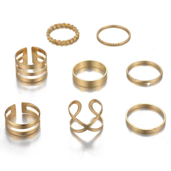 8-Piece Retro Metal Smooth Twist Cross Ring Set Rings 8