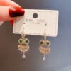 Silver Pin Owl Earrings Female Fashion Micro Inlay Earrings 9