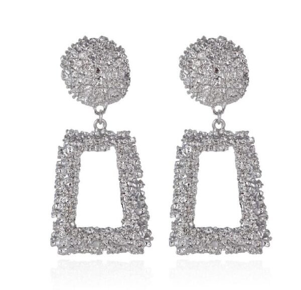 Big Vintage Earrings for Women Gold Silver Black Geometric Statement Earring 2021 Metal Earing Hanging Fashion Jewelry Earrings 12