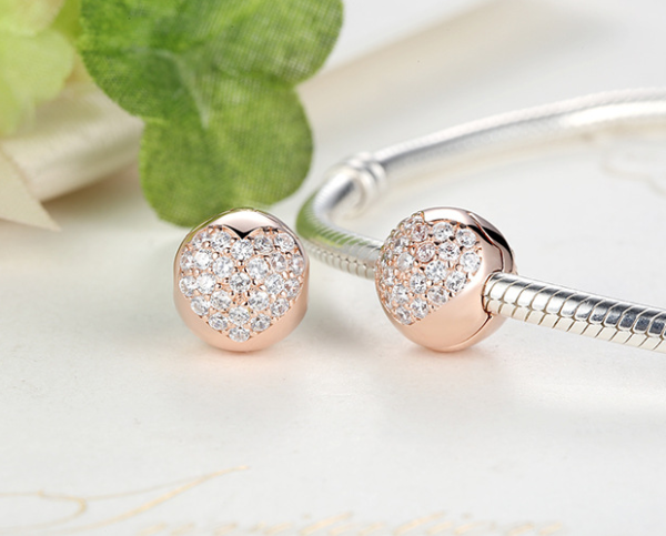 Sterling silver beads s925 diy beaded jewelry rose gold heart shaped diamonds sterling silver accessories Accessories 5