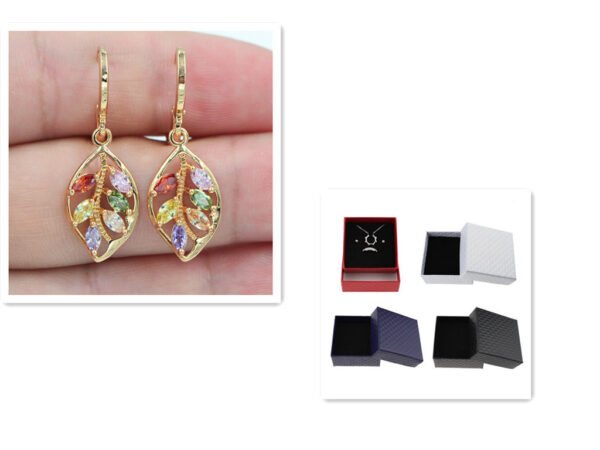 Gold leaf inlaid colorful gemstone earrings Earrings 3