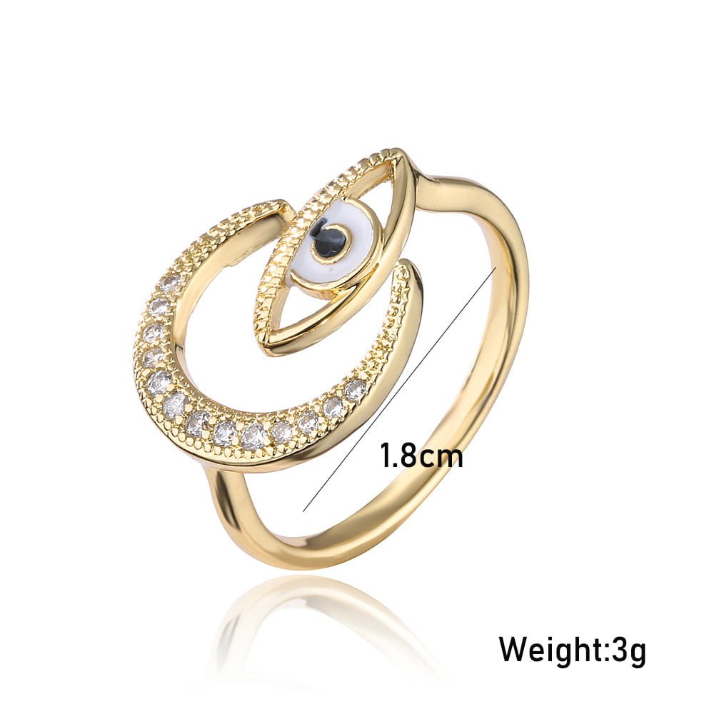 Hot New Copper Plated Gold Dripping Eyes Moon Zircon Ring Rings 2