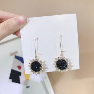 Korea sweet temperament crystal sun flower ear hook cute snowman Christmas tree snowflake pearl earrings earrings 5595 Earrings