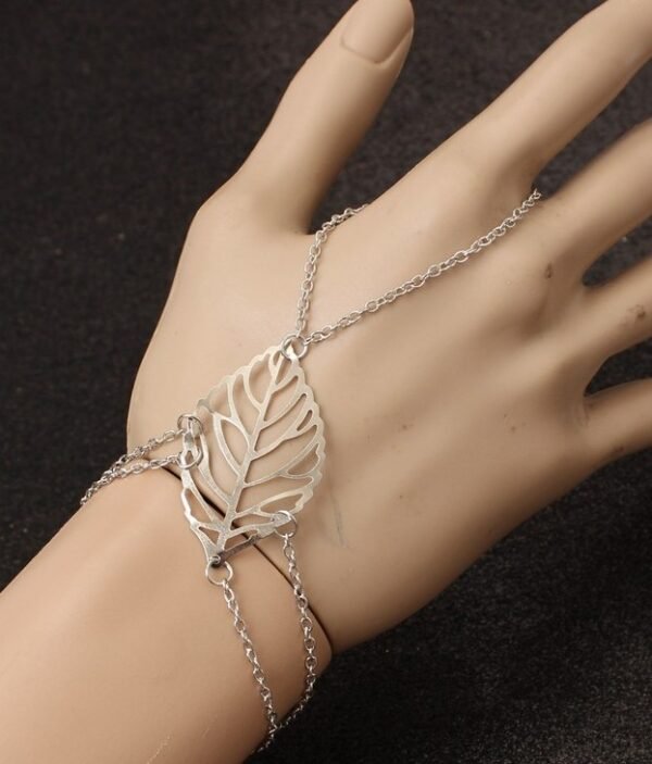SUSENSTONE 2016 Women’s Hollow Leaves Finger Bangle Chain Gold Bracelet Bracelets 4