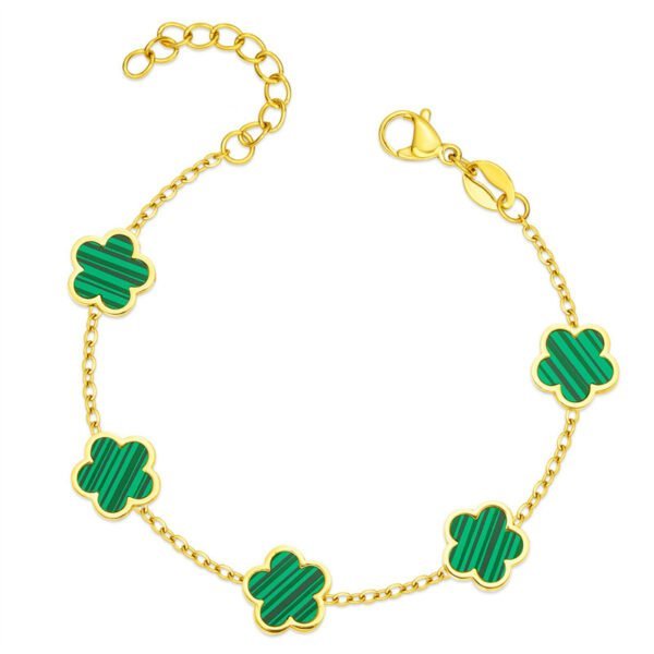 Small Fresh And Lovely Green Drop Gum Flower Gold Bracelet Jewelry Bracelets 5