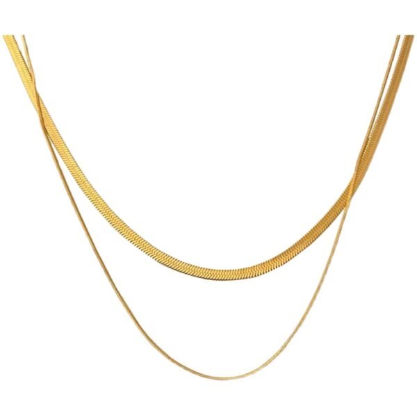 Double-layer And Three-layer Cold Wind Wide, Flat And Thin Folded Snake Bone Necklace Does Not Fade Necklaces 9