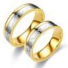Titanium Steel Ring Between Gold ECG Love Heart Stainless Steel Rings 12