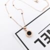 Korean fashion titanium steel plated 18K rose gold black and white double-sided Roman numerals necklace color gold clavicle chain female short chain Necklaces 8 Korean fashion titanium steel plated 18K rose gold black and white double-sided Roman numerals necklace color gold clavicle chain female short chain Necklaces 8