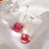 New Net Red Temperament French Dried Cherry Long Sweet And Fashionable Cherry Earrings Earrings 11 New Net Red Temperament French Dried Cherry Long Sweet And Fashionable Cherry Earrings Earrings 11