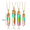 Original stone cylindrical mixed color crystal gold rim single ring pendant necklace Necklaces 14