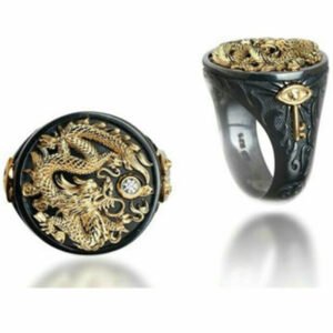 Gold-plated two-tone ring domineering creative Chinese dragon Rings