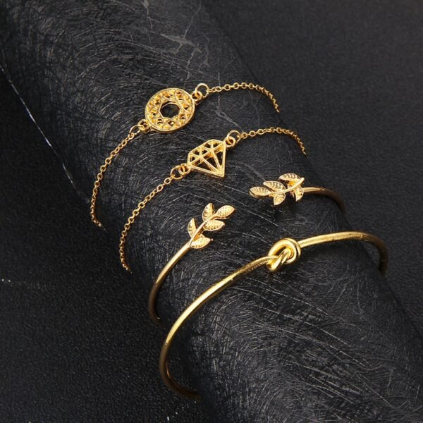 Tocona  T Fashion Bohemia Leaf Knot Hand Cuff Link Chain Charm Bracelet Bangle For Women Gold Bracelets Femme Jewelry 6115 Bracelets 4