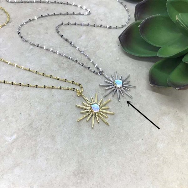 Boho Synthetic Opal Necklace Gold Sun God Necklaces 8