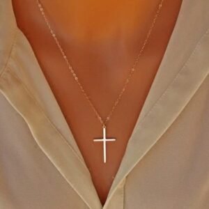 Simple Fashion Cross Gold And Silver Pendant Necklace Necklaces