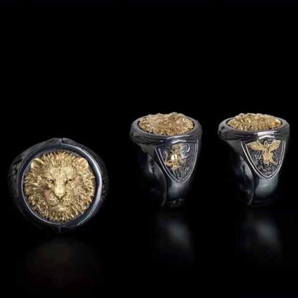 Men’s gold plated double creative lion jewelry Accessories 3