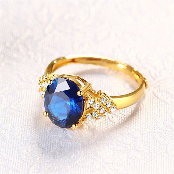 Gold-plated Sapphire Ring With Adjustable Opening And Tanzanite Diamonds Rings 7