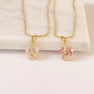 18k Gold Plated Titanium Heart Crystal Pendant Necklace Necklaces