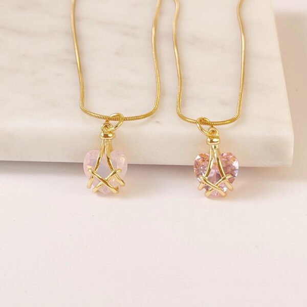 18k Gold Plated Titanium Heart Crystal Pendant Necklace Necklaces 3