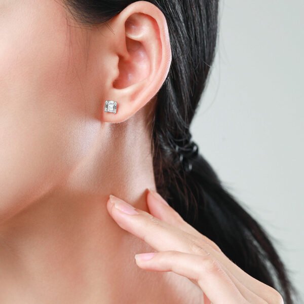 S925 Sterling Silver Light Luxury And High-end Square Full-set Earrings Earrings 4
