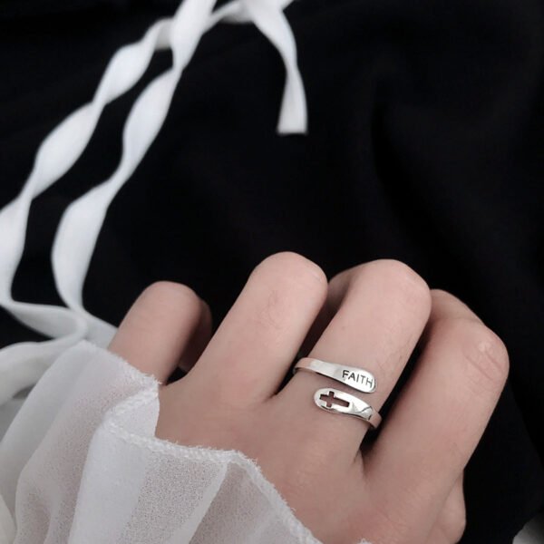 Fashionable English Letter Hollow Belief Ring Rings 4