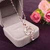 Korean Style White Gold Heart Necklace Double Heart Necklaces 14 Korean Style White Gold Heart Necklace Double Heart Necklaces 14