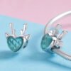Elk inlaid heart-shaped blue zircon pendant Christmas 8 Elk inlaid heart-shaped blue zircon pendant Christmas 8