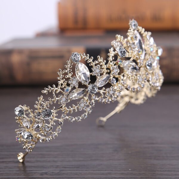 New Fashion Baroque Luxury Crystal AB Bridal Crown Tiara Light Gold Tiara Tiaras for Women Bride Hair Wedding Accessories Accessories 5